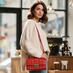 Michael Kors Spiced Coral Quilted Crossbody Bag